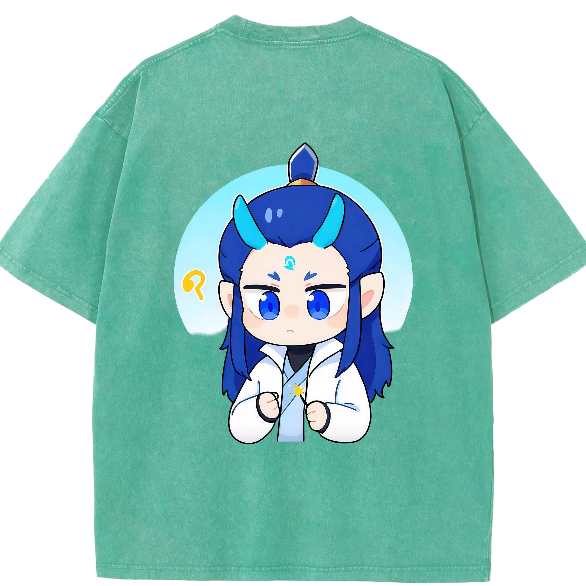 （画像用） Ne Zha 2 ナタ 魔童の大暴れ 綿100% ヴィンテージ風 半袖Tシャツ（背面プリント）